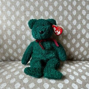 COPY - Ty 2001 Holiday Teddy Bear beanie baby. DOB 12/24/2000